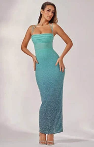Oh Polly Womens Blue Ombre Maxi Dress - Picture 1 of 27