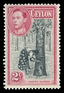 Ceylon 1938 KGVI 2c black & carmine (p13½x13) MNH. SG 386a. Sc 278a. - Picture 1 of 2