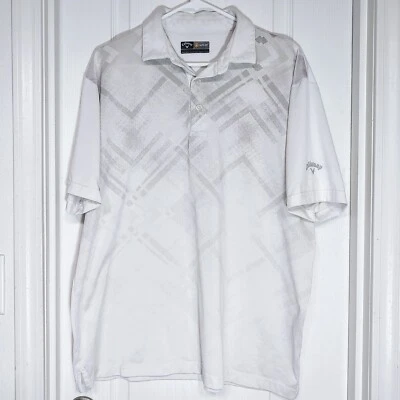 Polo de golf Callaway Opti-Dri Performance blanco plateado grande para hombre L #004 Foto 1 de 4