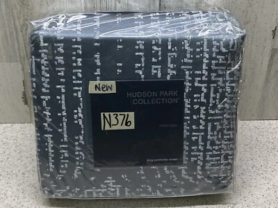 Hudson Park Faded Geo King Duvet Cover Slate New - Image 1 of 4