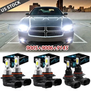 For Dodge Charger 2006 2007 - 2009 - 6x 6000K LED Headlights Hi/Lo + Fog Lights - Picture 1 of 11