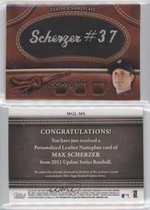 2011 Topps Manufactured Glove Leather Nameplate Black /99 Max Scherzer #MGL-MS.3