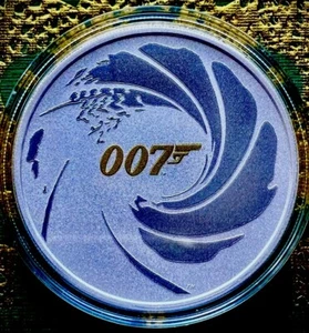 2021 TUVALU🇬🇧JAMES BOND🇬🇧007 1 oz SILVER, COLORIZED.  SIGMA TESTED🏆 - Picture 1 of 3
