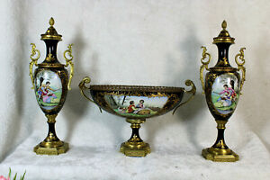Vintage porcelain sevres design  Mantel Set Centerpiece vases romantic decor 