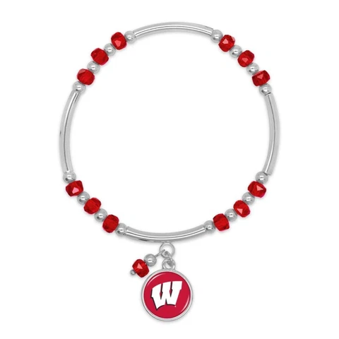 Wisconsin Badgers Ivy Stretch Bracelet Silver Jewelry Gift UW Cover