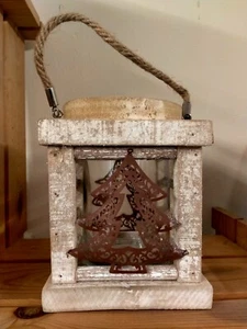 Rustic Christmas Lantern Candle Holder - Picture 1 of 3