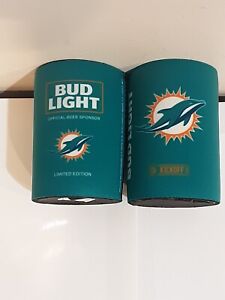 LOT OF 2 MIAMI DOLPHINS NFL FOOTBALL BUD LIGHT KOLDER HOLDER CAN COOZIES 