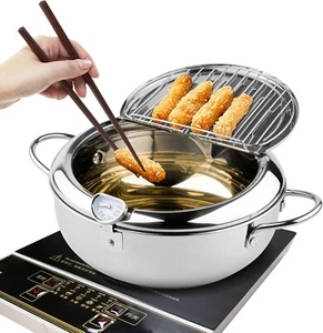 Kerilyn Deep Fryer Pot, 11 Inch/4.2 L Janpanese Style Tempura Pot with Lid - Picture 1 of 12