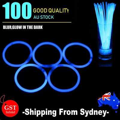 100 Blue Glow Sticks Bracelets Light Party Glowsticks Glow in the dark Toys Ligh - image 1 of 4