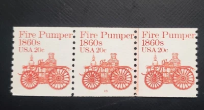 US STAMPS #1908 20c FIREPUMPER Coil LINE   PNC 3  #10,  1981 SUPERB  MNH - Image 1 of 3