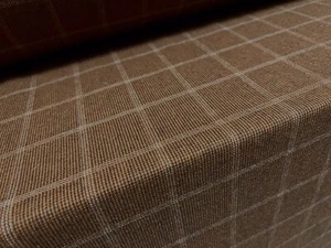 Wool Tweed Style Fabric, Per Metre - Matrix Check Design - Brown - Picture 1 of 3
