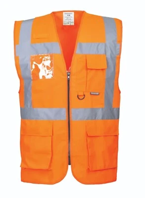 Portwest US476 Berlin Executive Hi-Vis Reflective Safety Work Zipper Vest ANSI - Image 1 of 2