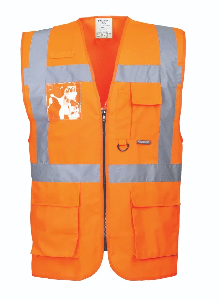 Portwest US476 Berlin Executive Hi-Vis Reflective Safety Work Zipper Vest ANSI - Image 1 of 2
