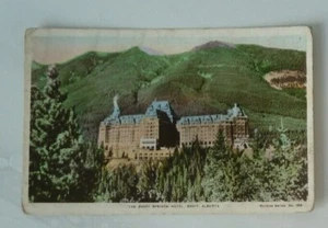Postcard Banff Springs Hotel Alberta Rockies Hand Coloured J Fred Spalding - Picture 1 of 2