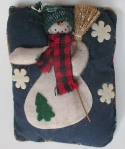 PR SNOWMAN PILLOW country snowflake Christmas home decoration large ornament - Picture 1 of 9