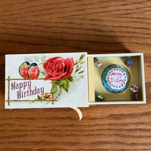 Mr Christmas Matchbox Melodies Happy Birthday Animated Scene Vintage Birds Rose - Picture 1 of 10