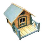 Wooden Dog House Outdoor Wooden Pet Shelter Bed M w/ Porch