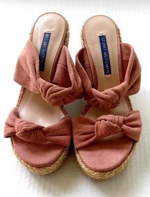 Sz 5M Stuart Weitzman Womens Sarina Suede Espadrille Wedge Sandal Slip-On Shoes - Image 1 of 4