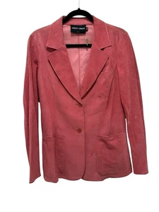 Giorgio Armani Damen Rosa Buckskin Wildleder Leder Blazer Größe 42 Größe 6 US Neu mit Etikett - Bild 1 von 10