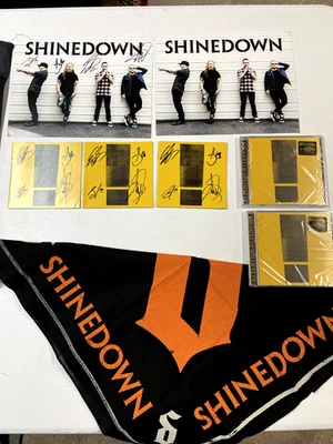 Attention Attention by Shinedown-3x signed inserts/singed poster/flag/bandanna Foto 1 de 2