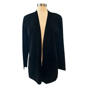 Exclusvely Misook Cardigan Womens Medium Black Pocket Shoulder Pads 80s Dynasty - Picture 1 of 19