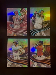 4 Card 2024 Topps Chrome “Strokes” Prizm Lot, Mike Trout, Alvarez-Alonzo-Arraez - Picture 1 of 2