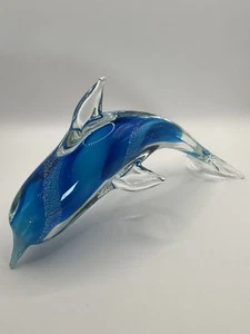Fifth Avenue Kristall LTD Kunstglas klar blau Delfin Figur 10" - Bild 1 von 7