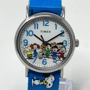 Timex Peanuts Weekender Watch Men Women 38mm Silver Tone Indiglo New Battery 9" - Picture 1 of 20