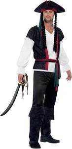 Costume uomo Aye Aye pirata caraibico vestito elegante Jack outfit di Smiffys - Foto 1 di 7