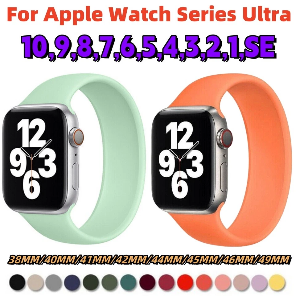 Solo Loop Silicone for Apple Watch Band Strap Elastic Series Ultra 10-1 SE 38-49 - Image 1 of 4