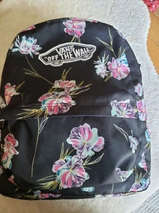 VANS OFF THE WALL Old Skool Tropical Floral Backpack Black/Multi Excellent Cond - Picture 1 of 5