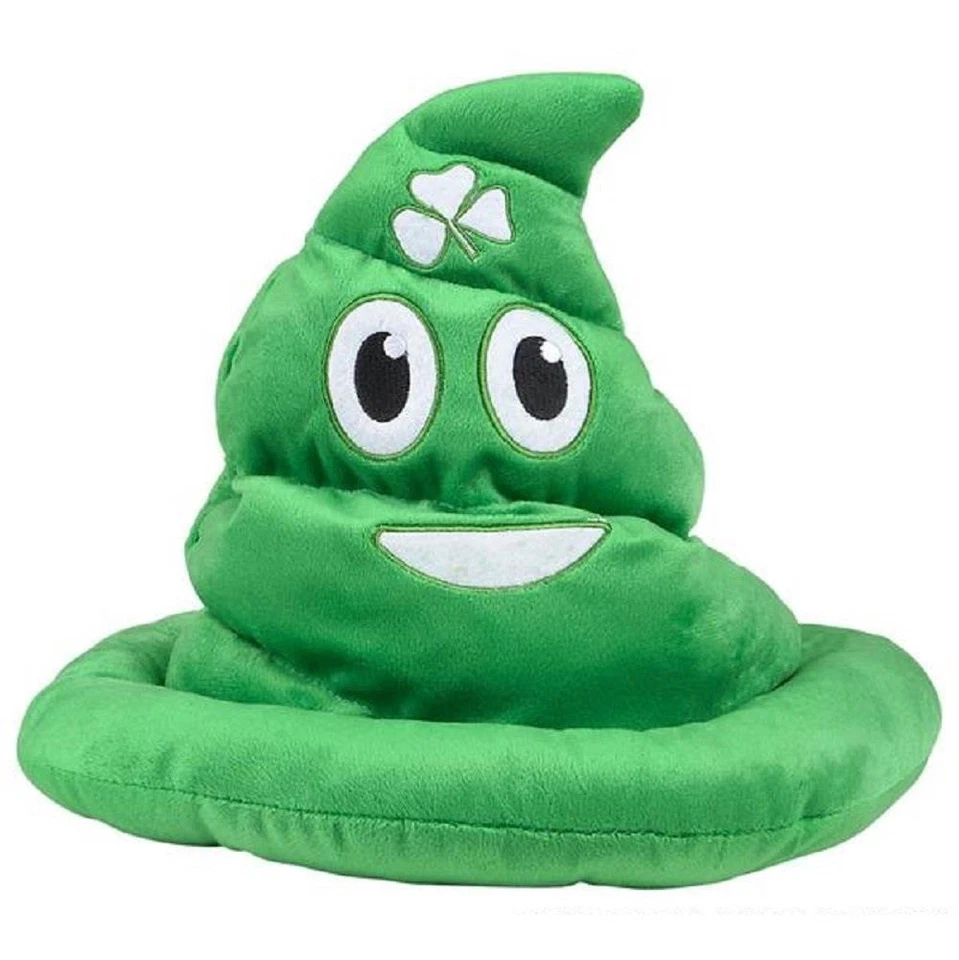 RIN St Patrick's Day Plush Emoticon Green Poop Hat (Patricks Poo Party Headpiece)