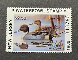 1986 NEW JERSEY - State Duck Stamp - Lot1 - Mint OG NH **RESIDENT** - Picture 1 of 2