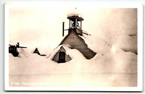 Postal RPPC Iglesia Episcopal en Invierno Valdez Alaska AK UNP - Imagen 1 de 2