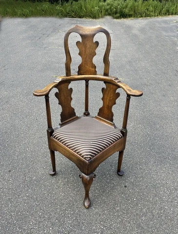 Vintage Georgian style high back corner chair c1950 hand crafted wooden pin cons Cover