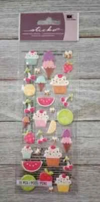 cupcake fun stickers EK success scrapbook dimensional puffy sparkled  31pc new - Image 1 of 2