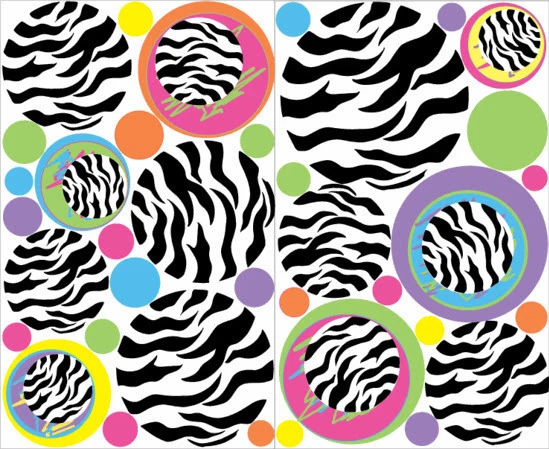 POLKA DOTS CIRCLES Zebra animal print wall stickers 37 colorful decals teen dorm - Image 1 of 1