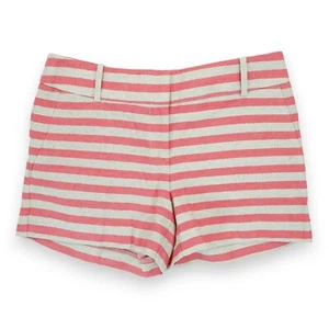 Ann Taylor Loft The Riviera Short Womens Size 0 Pink Linen Blend Striped Shorts - Picture 1 of 5