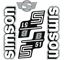 Simson Aufkleber Set Tank Seitendeckel Suhl Logo S51 B Weiß/Silber ***Neu***