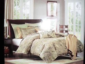 HAMPTON HILL SUGAR PLUM 6 PIECE DUVET STYLE COMFORTER SET NEUTRAL EMBROIDERED - Picture 1 of 6