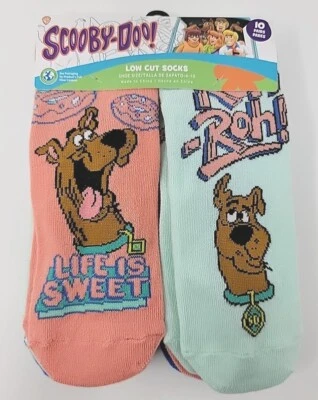10Pk шорты экипажа носки Scooby Doo подходит размер 4-10 девочек/женщин лицензированный Warner Bros - Изображение 1 из 4