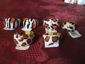 Assorted Animal Print Rings Set of 6 Tiger Leapord Cheetah - Picture 1 of 1