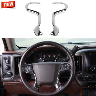 Steering Wheel Cover Trim Bezel For Chevy Silverado GMC/SIERRA 2014-2018 Chrome - Image 1 of 4