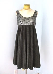 Vtg 60s Vera Hicks Gray Accordion Pleat Empire Trapeze Babydoll Dress Buttons! 8 - Picture 1 of 10