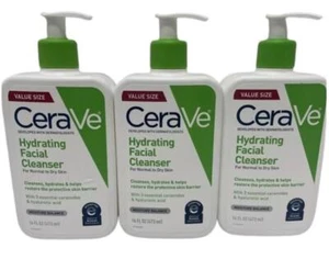 CeraVe Hydrating Facial Cleanser for Normal/Dry Skin Fragrance-Free 16 oz 3 Pack - Picture 1 of 8