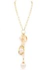 Designer Inspired Faux Pearl And Gold Necklace
