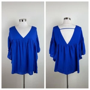 ASOS Solid Blue Maternity V Neck Ruffle Blouse Top New Women Size 8 - Picture 1 of 7