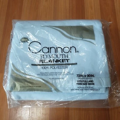 NEW In Package- Vtg Cannon 72x90 Twin/Full Blue Plymouth Blanket Satin Binding - Image 1 of 4
