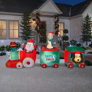 Tren de circo Papá Noel inflable LED Gemmy 12' - Imagen 1 de 2