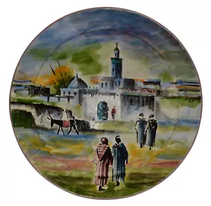 Placa decorativa marroquí hecha a mano pintada de pared cerámica española mexicana - Imagen 1 de 4